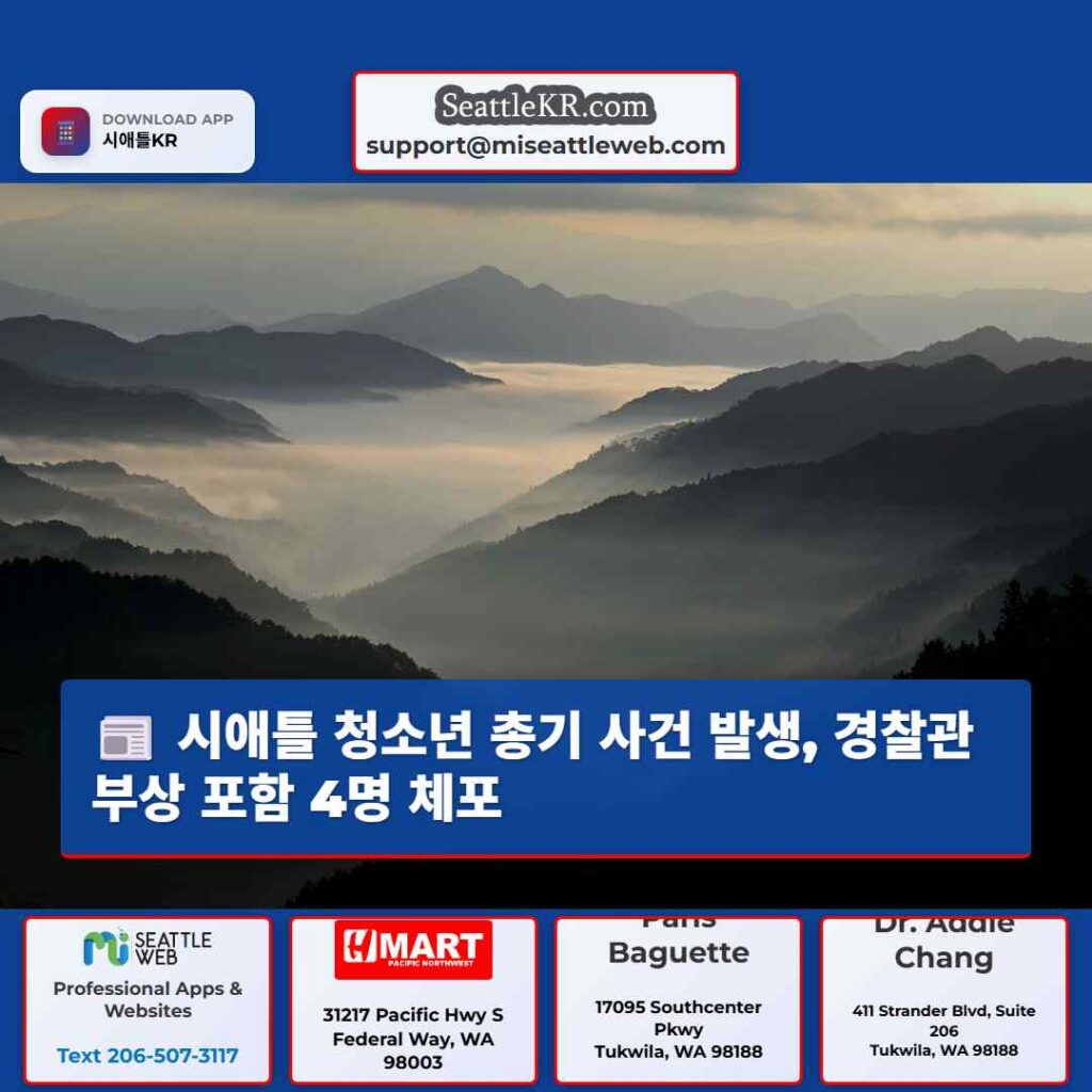시애틀 청소년 총기 사건 발생, 경찰관 부상 포함 4명 체포