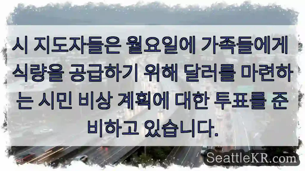 시 지도자들은 월요일에 가족들에게 식량을 공급하기 위해 달러를 마련하는 시민 비상 계획에