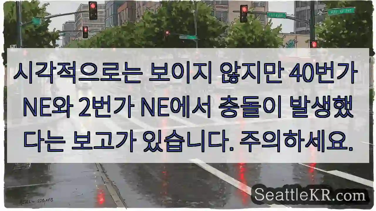 시각적으로는 보이지 않지만 40번가 NE와 2번가 NE에서 충돌이 발생했다는 보고가