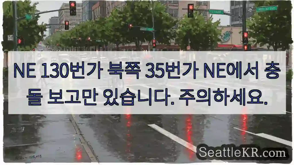 NE 130번가 북쪽 35번가 NE에서 충돌 보고만 있습니다. 주의하세요.
