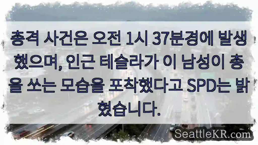 총격 사건은 오전 1시 37분경에 발생했으며, 인근 테슬라가 이 남성이 총을 쏘는 모습을