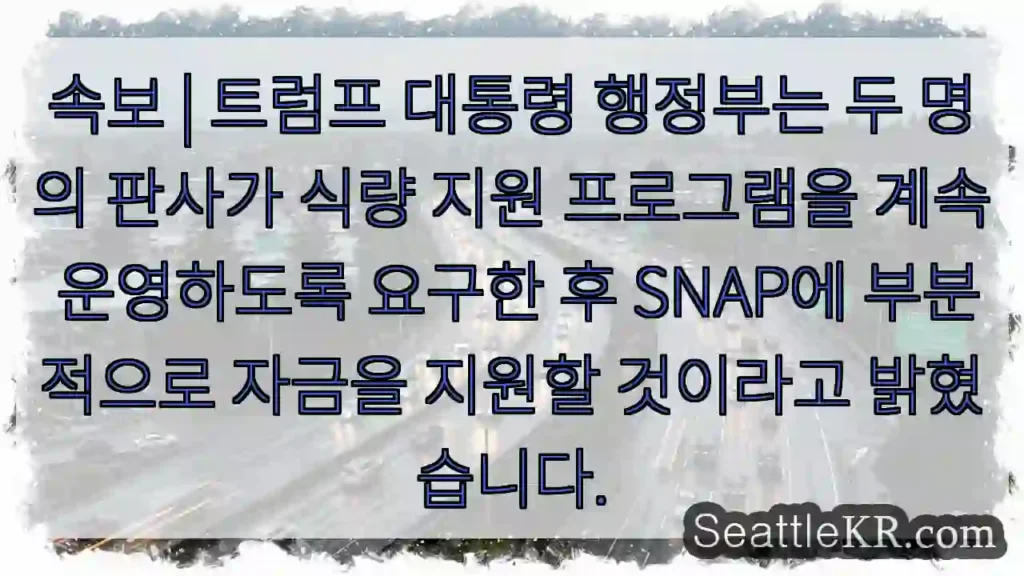 속보 | 트럼프 대통령 행정부는 두 명의 판사가 식량 지원 프로그램을 계속 운영하도록