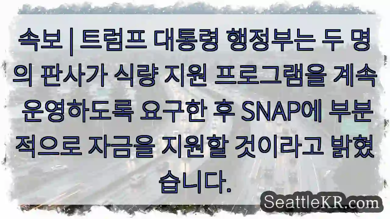 속보 | 트럼프 대통령 행정부는 두 명의 판사가 식량 지원 프로그램을 계속 운영하도록