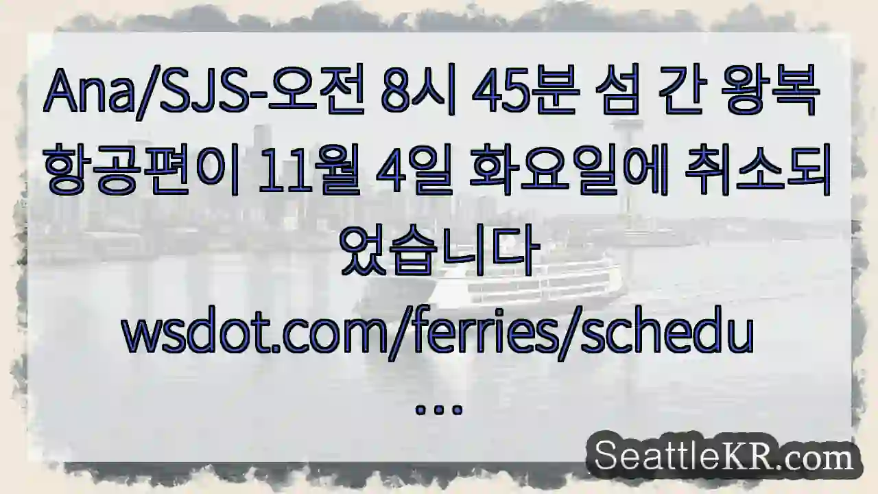 Ana/SJS-오전 8시 45분 섬 간 왕복 항공편이 11월 4일 화요일에