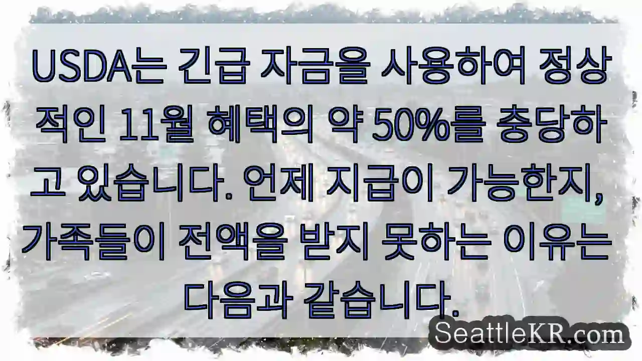 USDA는 긴급 자금을 사용하여 정상적인 11월 혜택의 약 50%를 충당하고 있습니다.
