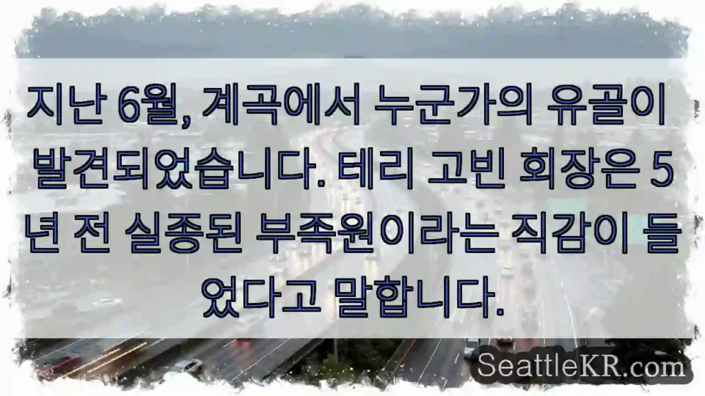 지난 6월, 계곡에서 누군가의 유골이 발견되었습니다. 테리 고빈 회장은 5년 전 실종된