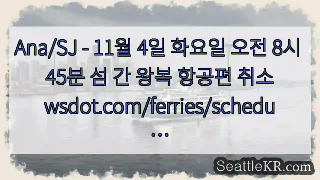 Ana/SJ - 11월 4일 화요일 오전 8시 45분 섬 간 왕복 항공편