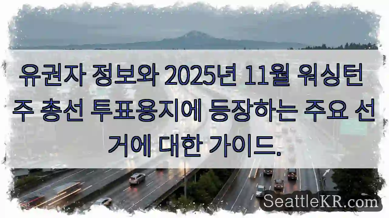 유권자 정보와 2025년 11월 워싱턴 주 총선 투표용지에 등장하는 주요 선거에 대한