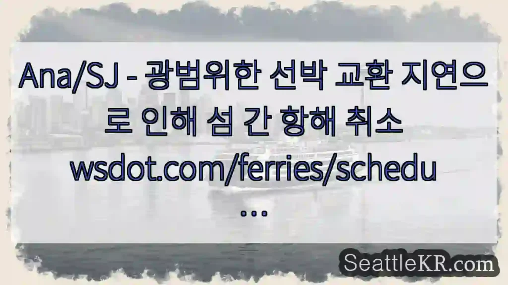 Ana/SJ - 광범위한 선박 교환 지연으로 인해 섬 간 항해