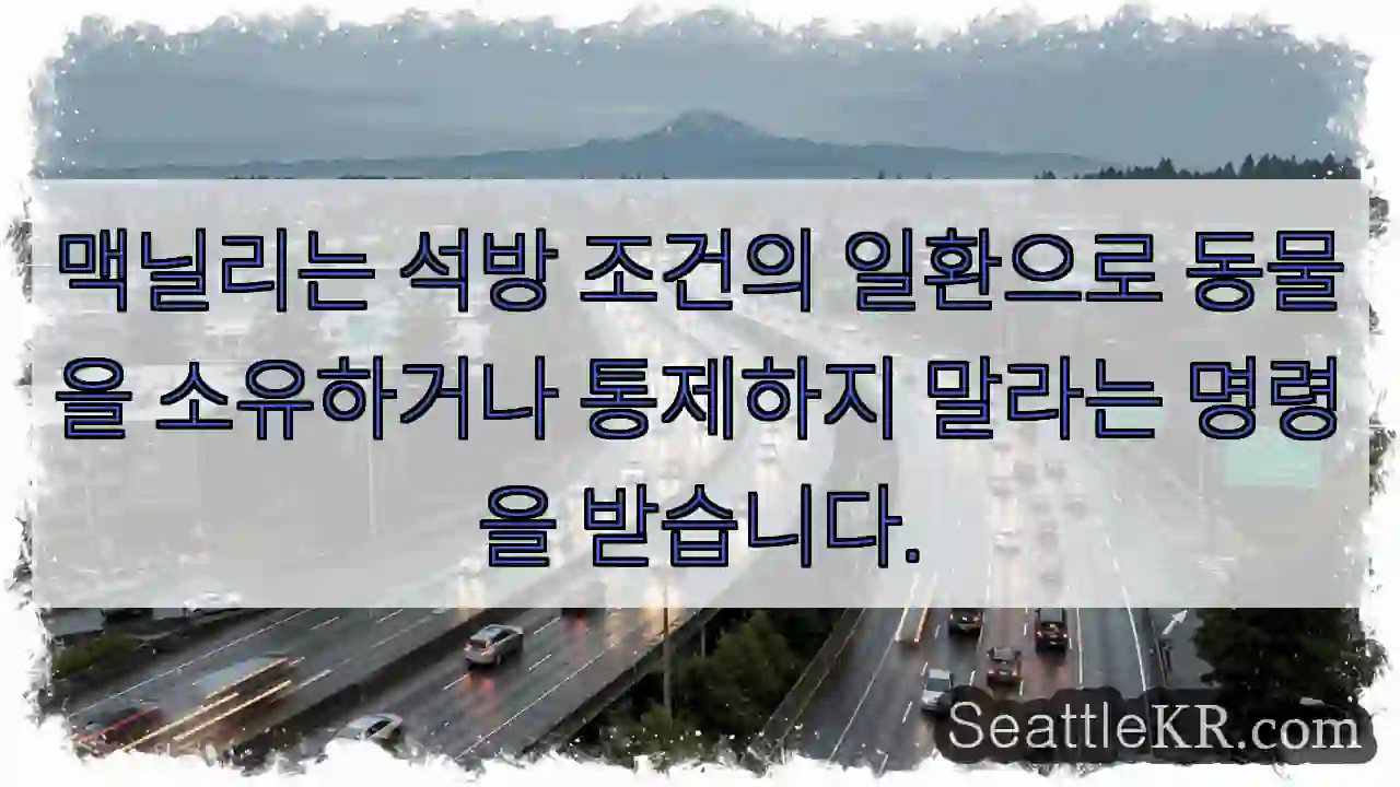 맥닐리는 석방 조건의 일환으로 동물을 소유하거나 통제하지 말라는 명령을 받습니다.