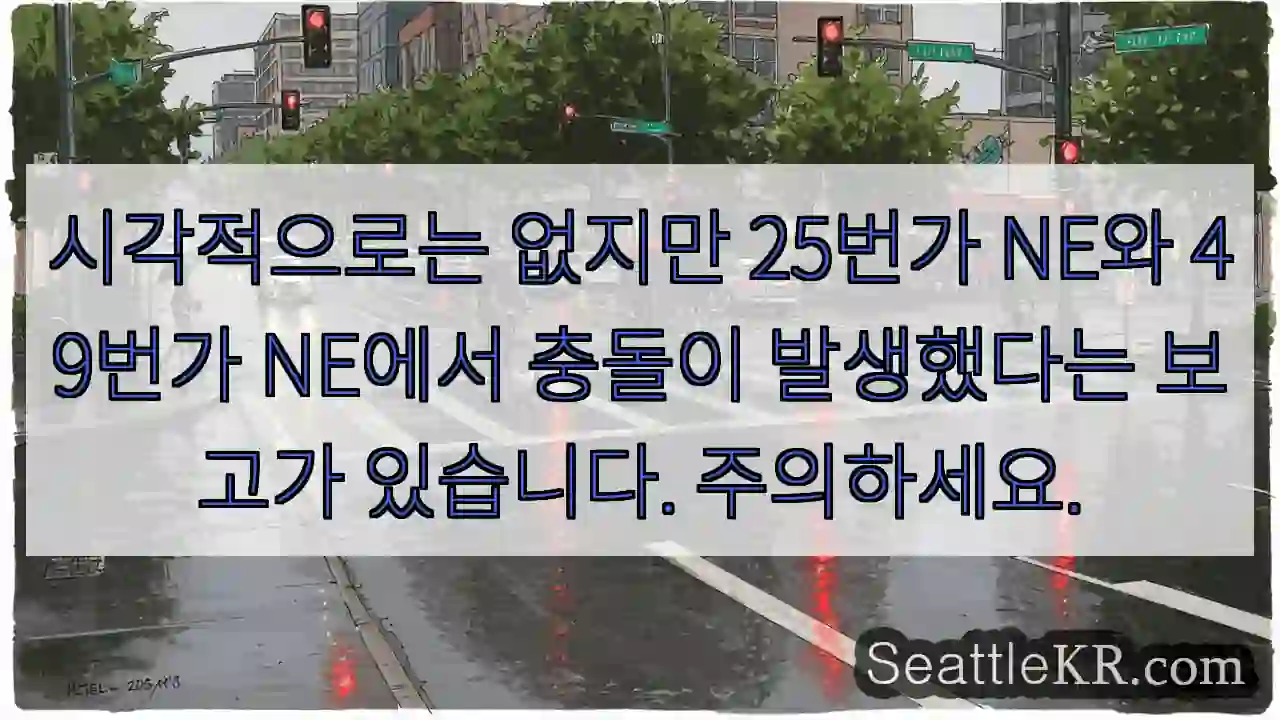 시각적으로는 없지만 25번가 NE와 49번가 NE에서 충돌이 발생했다는 보고가 있습니다.