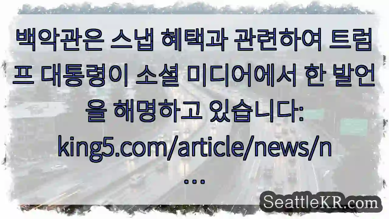 백악관은 스냅 혜택과 관련하여 트럼프 대통령이 소셜 미디어에서 한 발언을 해명하고