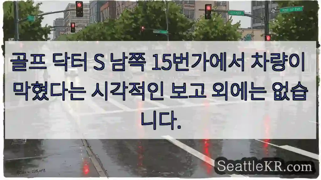골프 닥터 S 남쪽 15번가에서 차량이 막혔다는 시각적인 보고 외에는 없습니다.