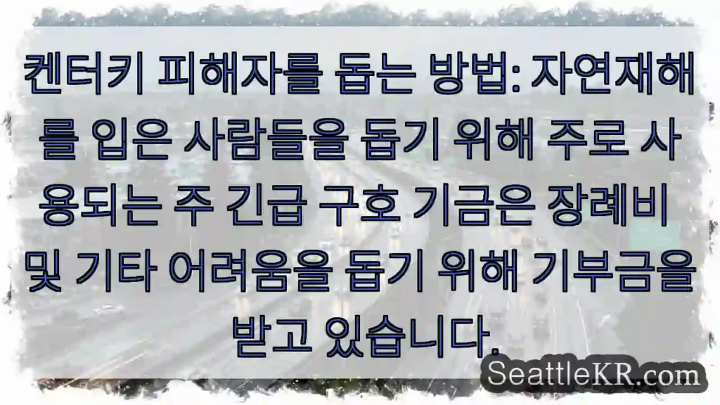 켄터키 피해자를 돕는 방법: 자연재해를 입은 사람들을 돕기 위해 주로 사용되는 주 긴급