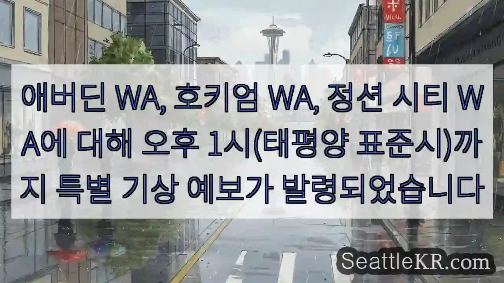 애버딘 WA, 호키엄 WA, 정션 시티 WA에 대해 오후 1시(태평양 표준시)까지 특별