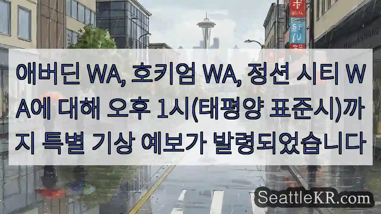 애버딘 WA, 호키엄 WA, 정션 시티 WA에 대해 오후 1시(태평양 표준시)까지 특별