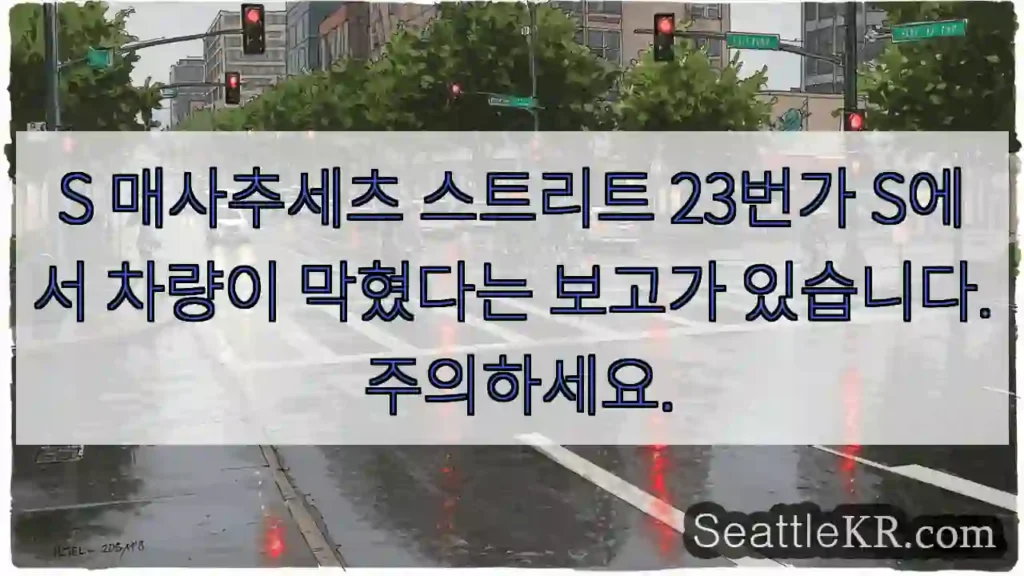 S 매사추세츠 스트리트 23번가 S에서 차량이 막혔다는 보고가 있습니다. 주의하세요.