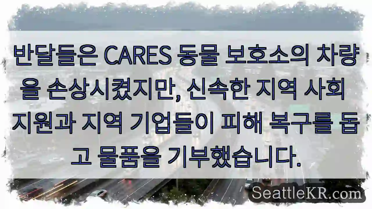 반달들은 CARES 동물 보호소의 차량을 손상시켰지만, 신속한 지역 사회 지원과 지역