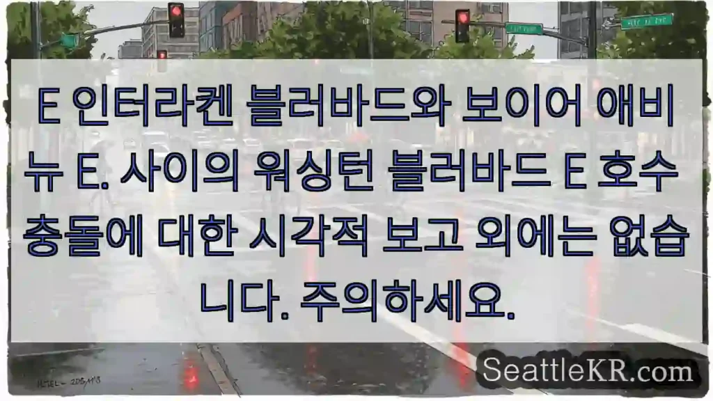 E 인터라켄 블러바드와 보이어 애비뉴 E. 사이의 워싱턴 블러바드 E 호수 충돌에 대한