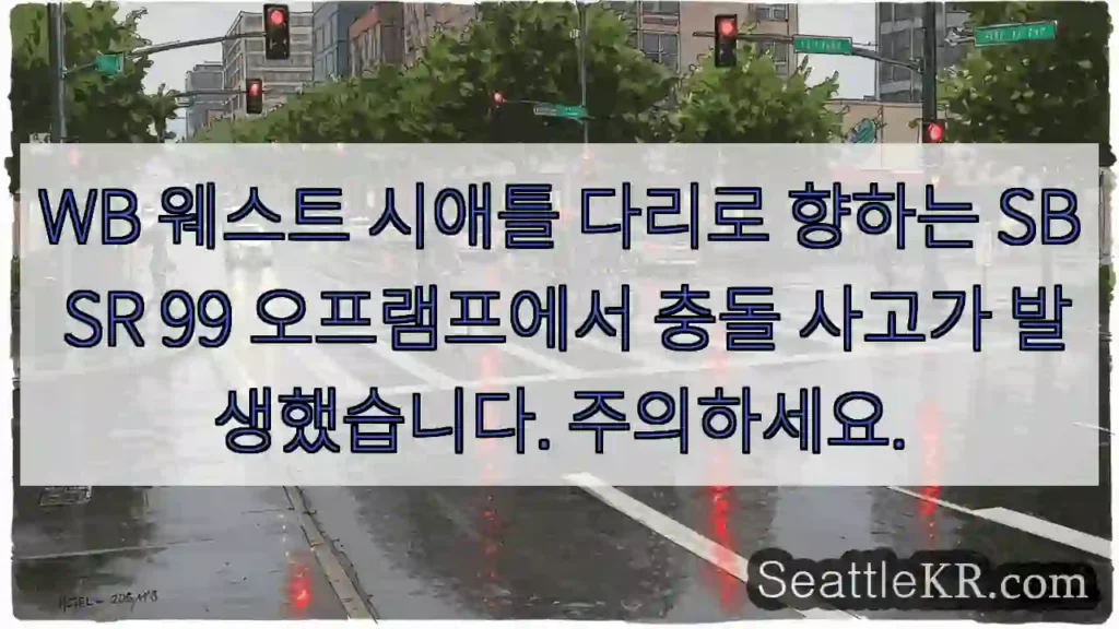 WB 웨스트 시애틀 다리로 향하는 SB SR 99 오프램프에서 충돌 사고가 발생했습니다.