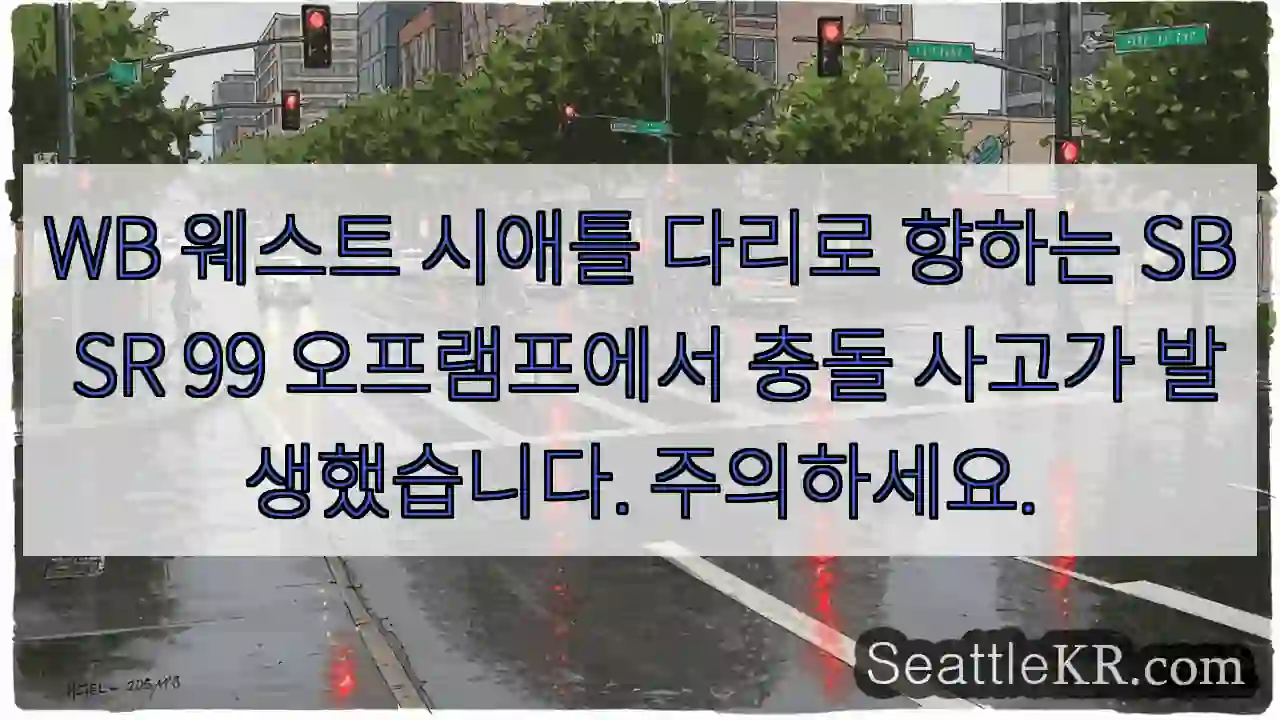 WB 웨스트 시애틀 다리로 향하는 SB SR 99 오프램프에서 충돌 사고가 발생했습니다.