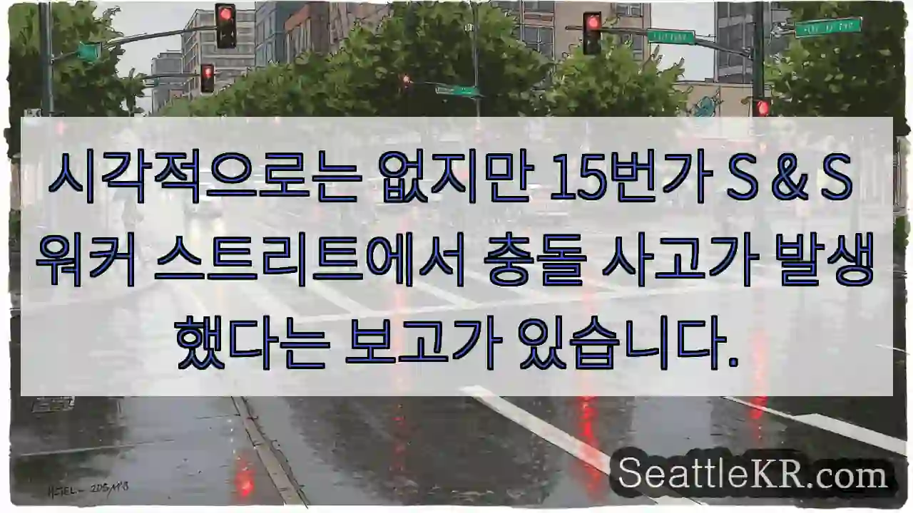 시각적으로는 없지만 15번가 S & S 워커 스트리트에서 충돌 사고가 발생했다는 보고가