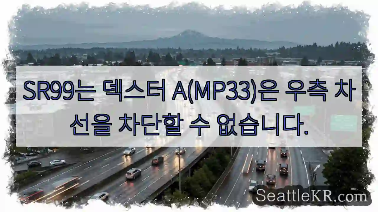 SR99는 덱스터 A(MP33)은 우측 차선을 차단할 수 없습니다.