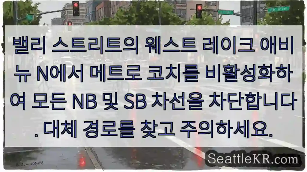 밸리 스트리트의 웨스트 레이크 애비뉴 N에서 메트로 코치를 비활성화하여 모든 NB 및