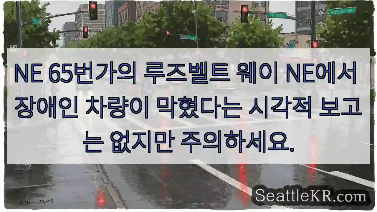 NE 65번가의 루즈벨트 웨이 NE에서 장애인 차량이 막혔다는 시각적 보고는 없지만