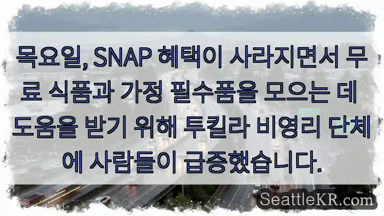 목요일, SNAP 혜택이 사라지면서 무료 식품과 가정 필수품을 모으는 데 도움을 받기