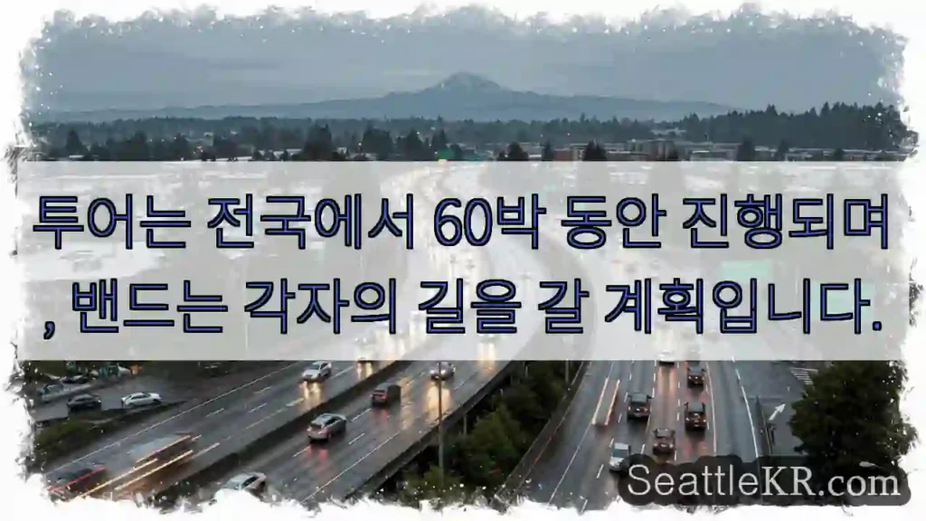투어는 전국에서 60박 동안 진행되며, 밴드는 각자의 길을 갈 계획입니다.