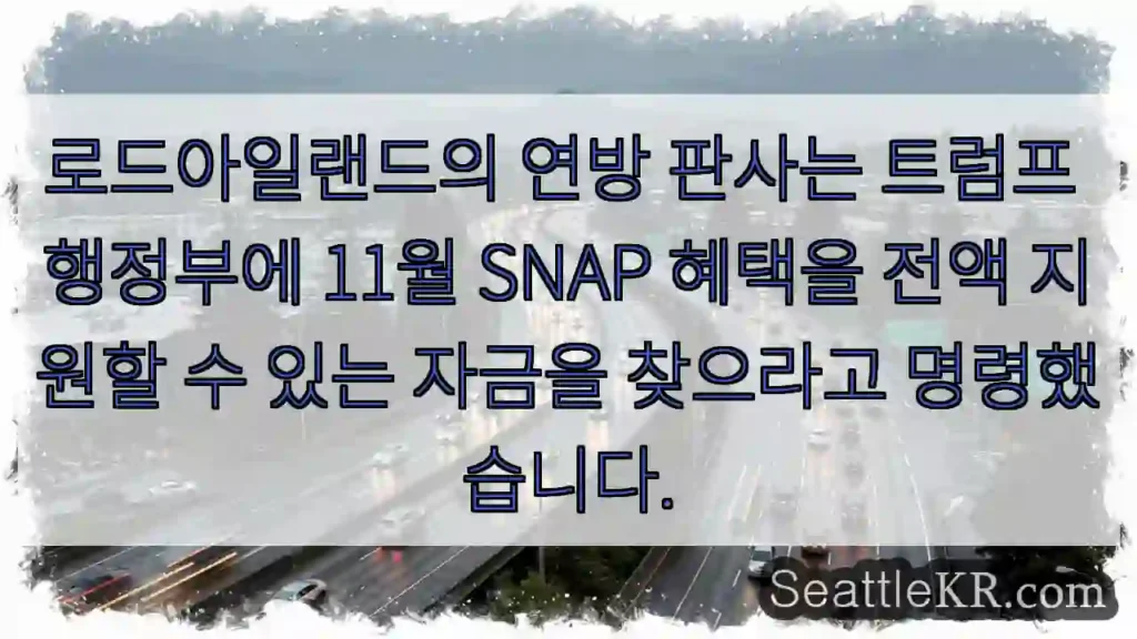 로드아일랜드의 연방 판사는 트럼프 행정부에 11월 SNAP 혜택을 전액 지원할 수 있는