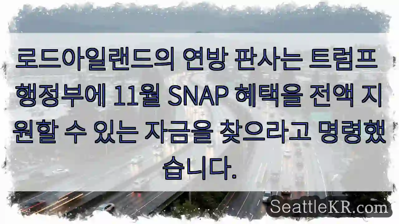로드아일랜드의 연방 판사는 트럼프 행정부에 11월 SNAP 혜택을 전액 지원할 수 있는