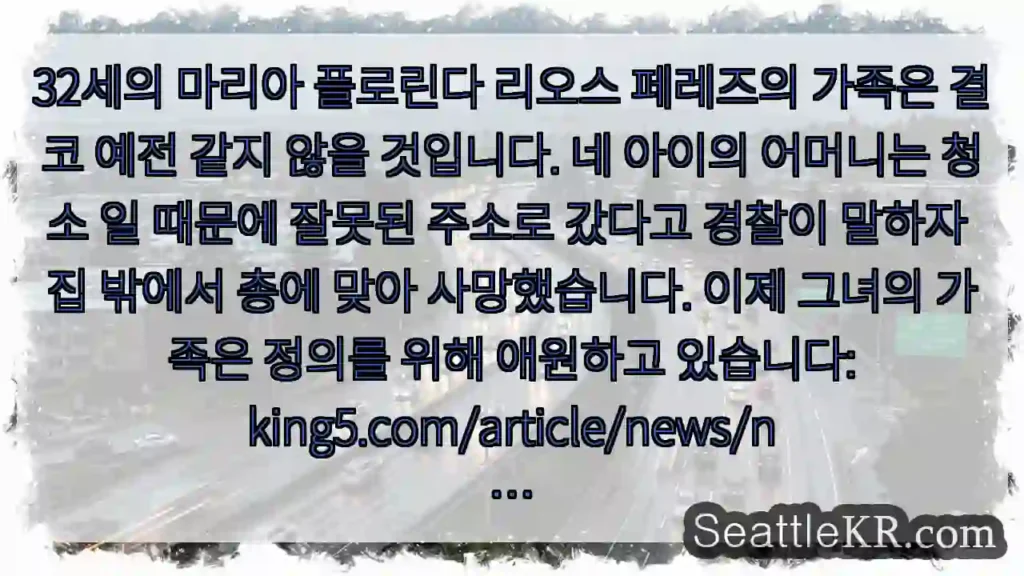 32세의 마리아 플로린다 리오스 페레즈의 가족은 결코 예전 같지 않을 것입니다. 네