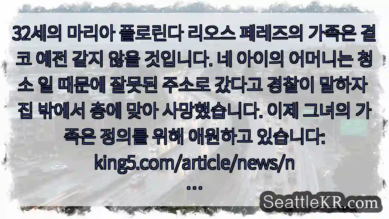 32세의 마리아 플로린다 리오스 페레즈의 가족은 결코 예전 같지 않을 것입니다. 네