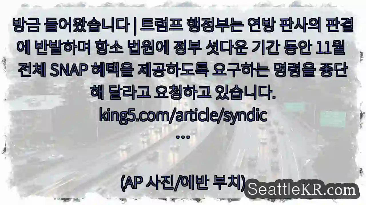 방금 들어왔습니다 | 트럼프 행정부는 연방 판사의 판결에 반발하며 항소 법원에 정부