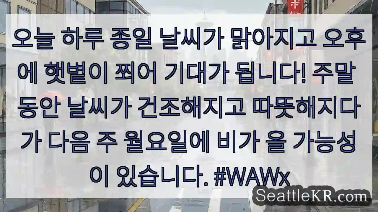 오늘 하루 종일 날씨가 맑아지고 오후에 햇볕이 쬐어 기대가 됩니다! 주말 동안 날씨가 1 오늘 하루 종일 날씨가 맑아지고 오후에 햇볕이 쬐어 기대가 됩니다! 주말 동안 날씨가