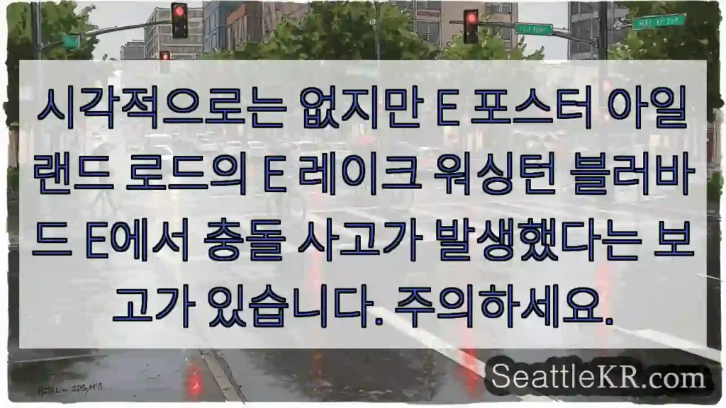 시각적으로는 없지만 E 포스터 아일랜드 로드의 E 레이크 워싱턴 블러바드 E에서 충돌