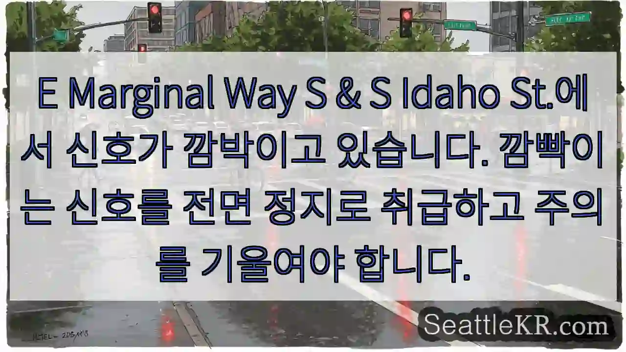 E Marginal Way S & S Idaho St.에서 신호가 깜박이고 있습니다.