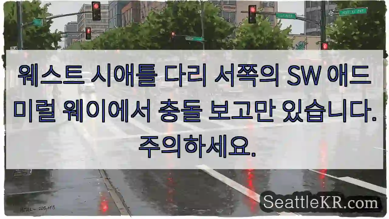 웨스트 시애틀 다리 서쪽의 SW 애드미럴 웨이에서 충돌 보고만 있습니다. 주의하세요.