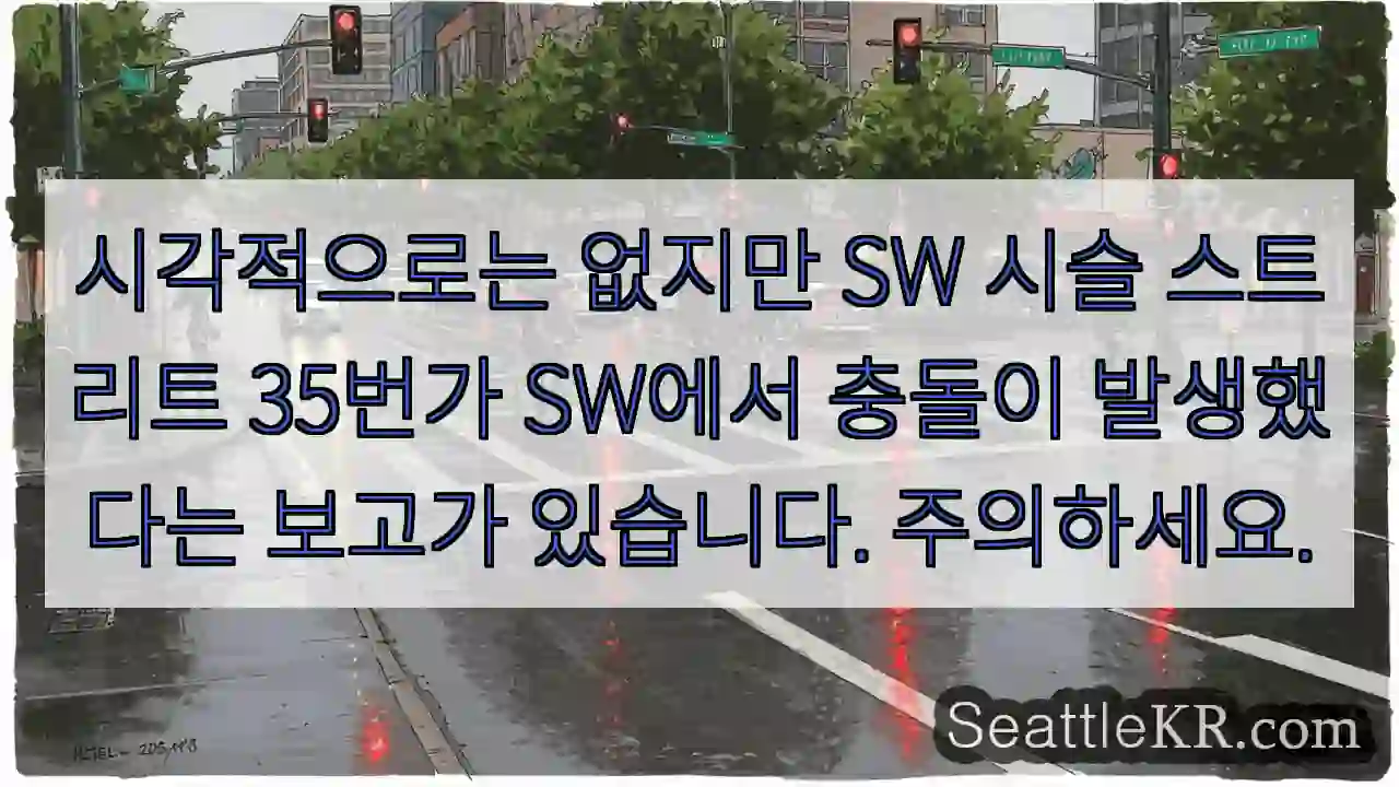 시각적으로는 없지만 SW 시슬 스트리트 35번가 SW에서 충돌이 발생했다는 보고가