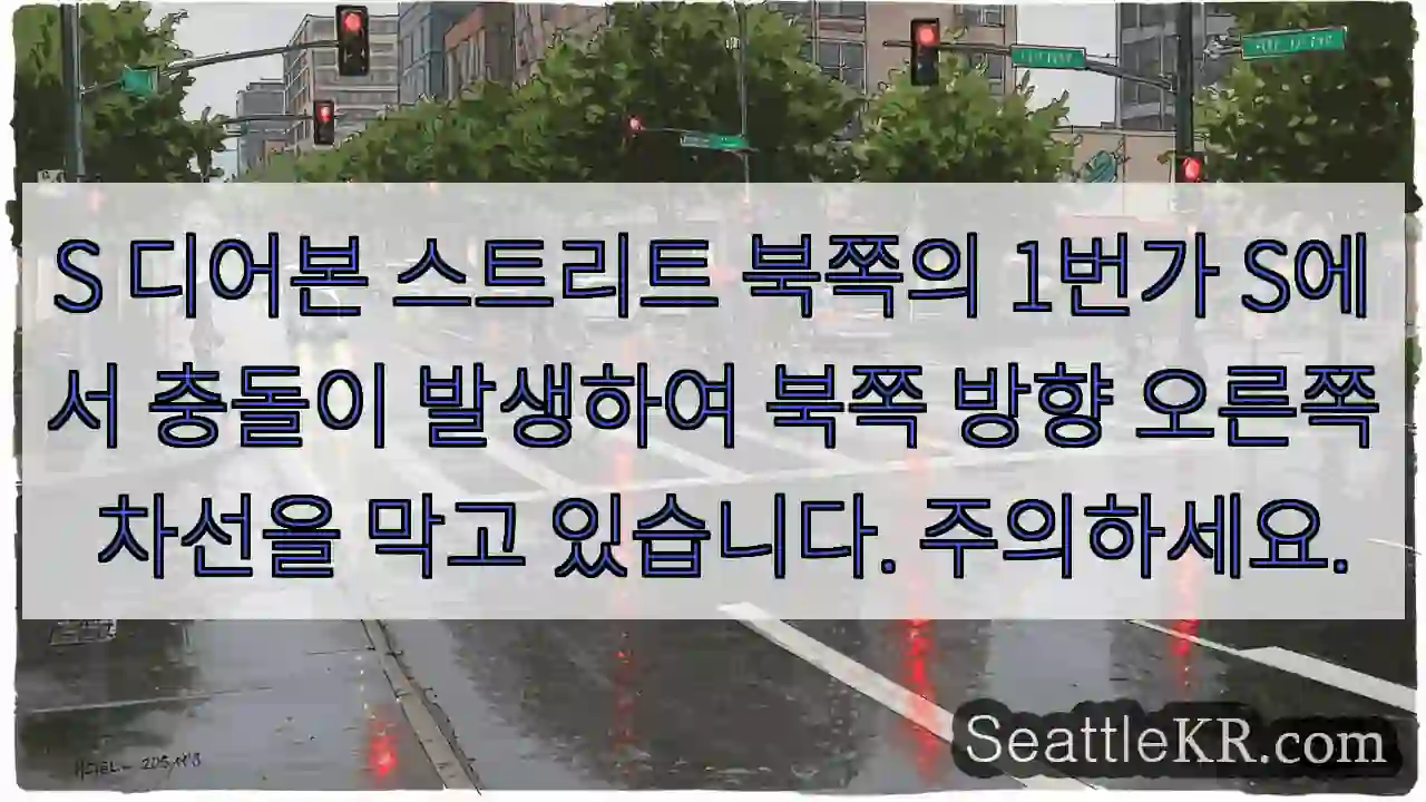 S 디어본 스트리트 북쪽의 1번가 S에서 충돌이 발생하여 북쪽 방향 오른쪽 차선을 막고