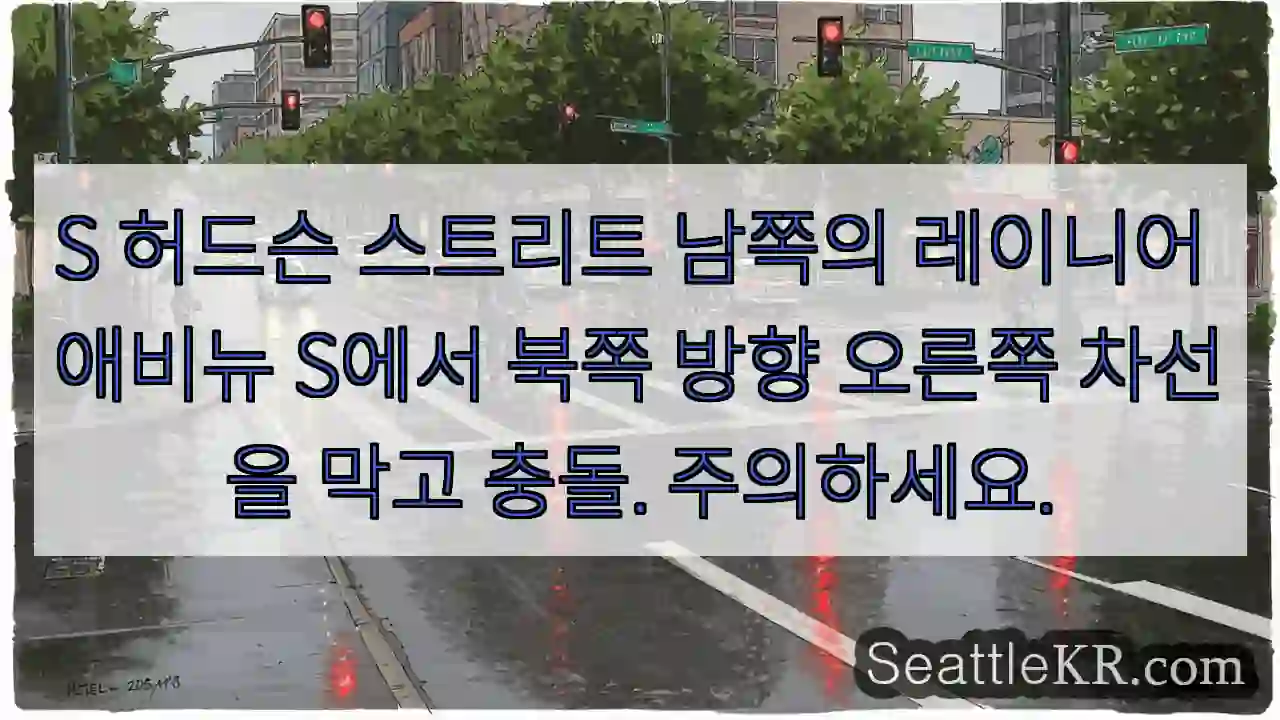 S 허드슨 스트리트 남쪽의 레이니어 애비뉴 S에서 북쪽 방향 오른쪽 차선을 막고 충돌.