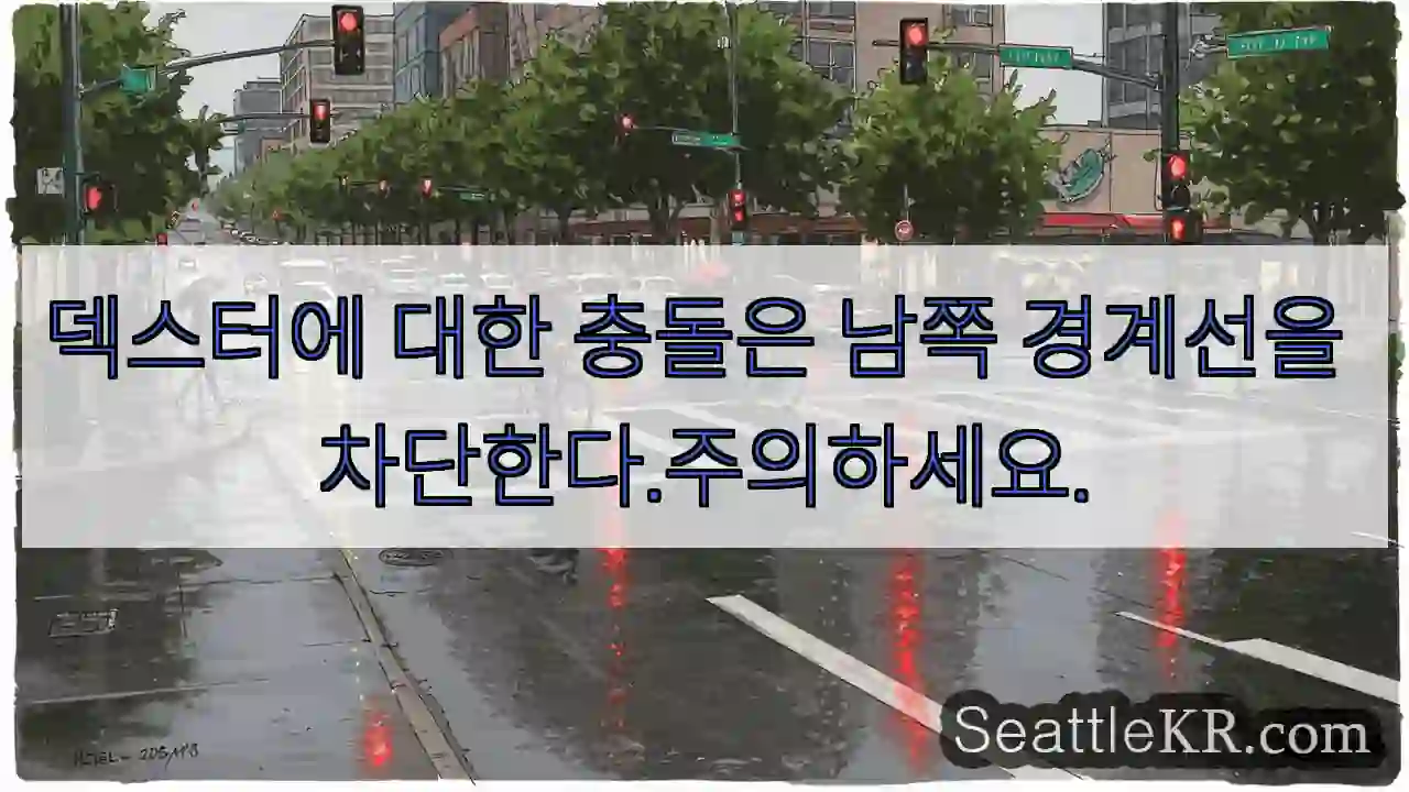 덱스터에 대한 충돌은 남쪽 경계선을 차단한다.주의하세요.