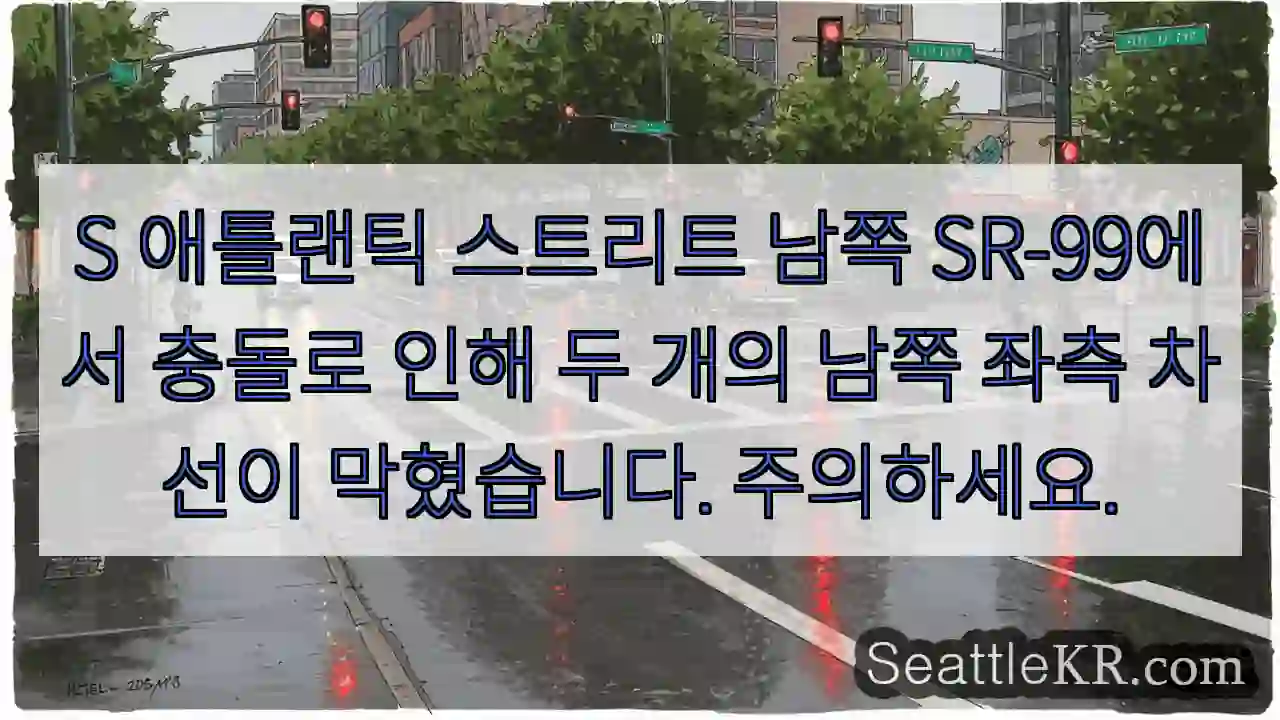 S 애틀랜틱 스트리트 남쪽 SR-99에서 충돌로 인해 두 개의 남쪽 좌측 차선이