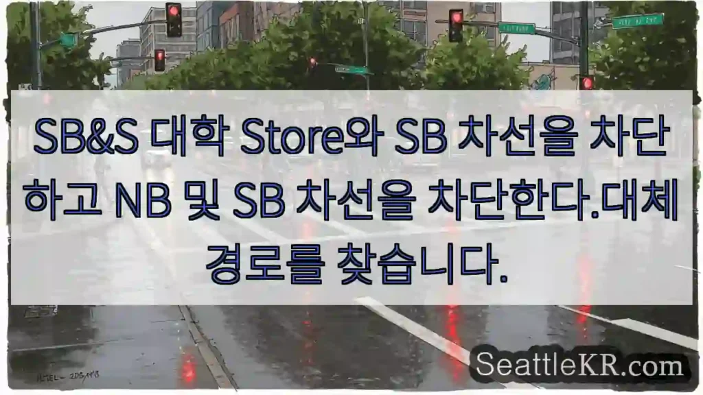 SB&S 대학 Store와 SB 차선을 차단하고 NB 및 SB 차선을 차단한다.대체