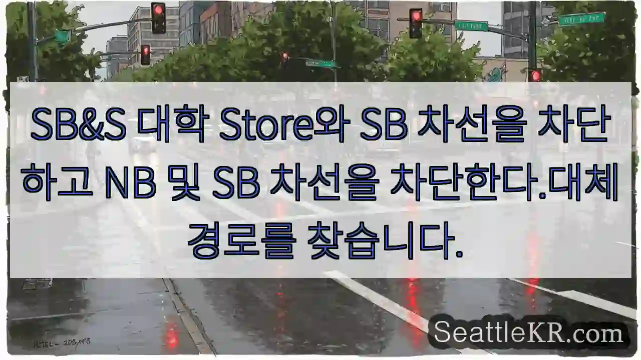 SB&S 대학 Store와 SB 차선을 차단하고 NB 및 SB 차선을 차단한다.대체