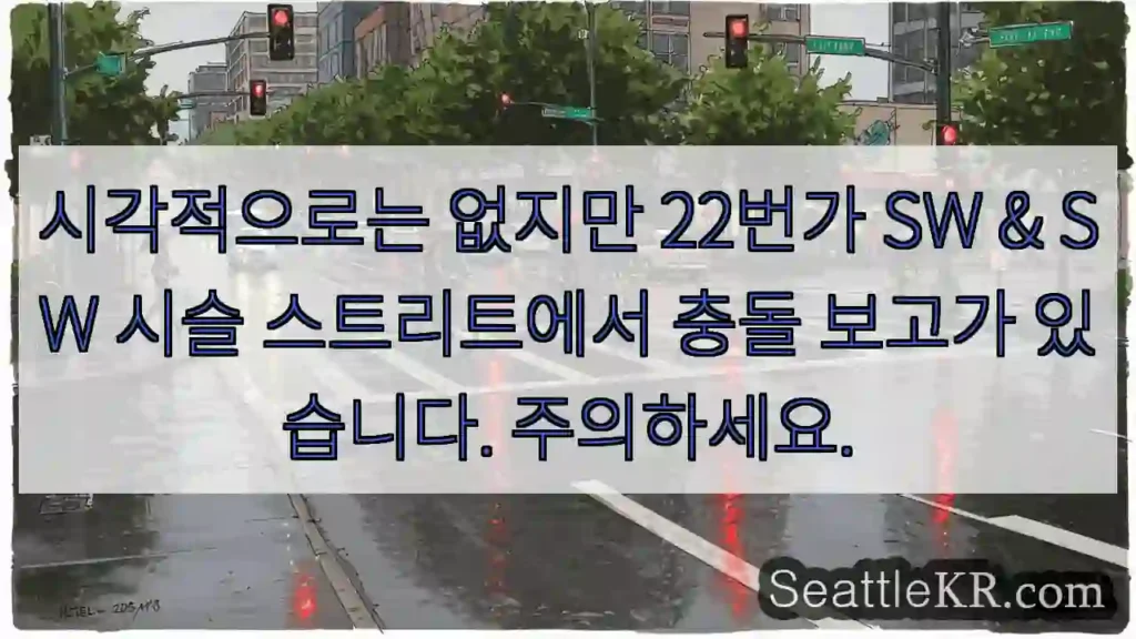 시각적으로는 없지만 22번가 SW & SW 시슬 스트리트에서 충돌 보고가 있습니다.