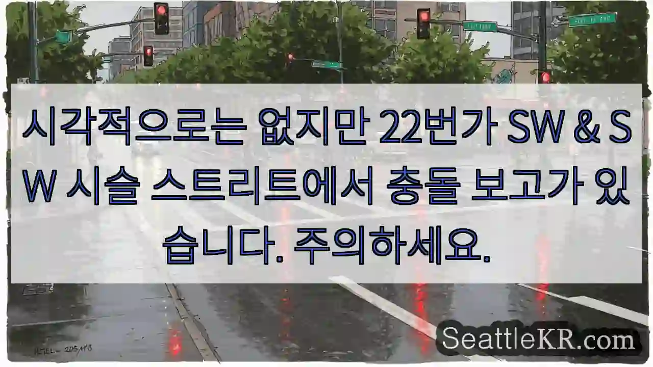 시각적으로는 없지만 22번가 SW & SW 시슬 스트리트에서 충돌 보고가 있습니다.