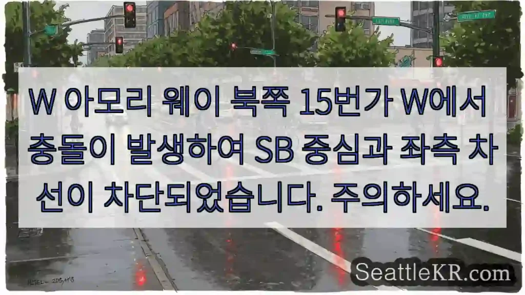 W 아모리 웨이 북쪽 15번가 W에서 충돌이 발생하여 SB 중심과 좌측 차선이